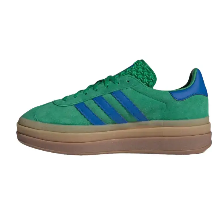 Women's Adidas Gazelle Bold Lifestyle Sneakers - Green Blue Gum, Classic Suede Construction, Platform Sole, for Everyday Wear, Streetwear Fashion Sports Footwear