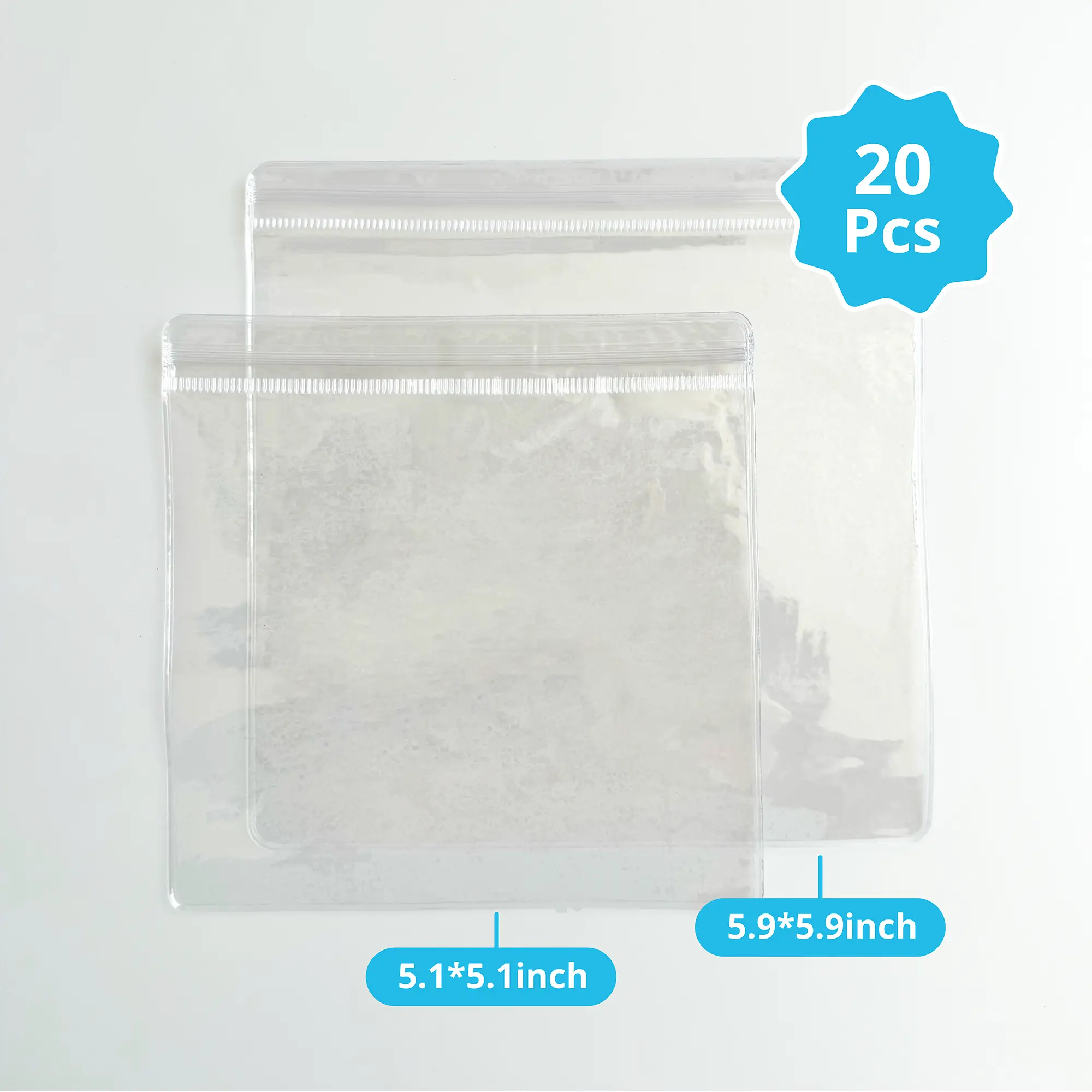Unisex Taba Squishies Stress Relief Toy - 20 Pcs Reusable Square Shape Bags, Assorted Sizes 5.1x5.1in to 5.9x5.9in, Ideal for Relaxation, No Warranty