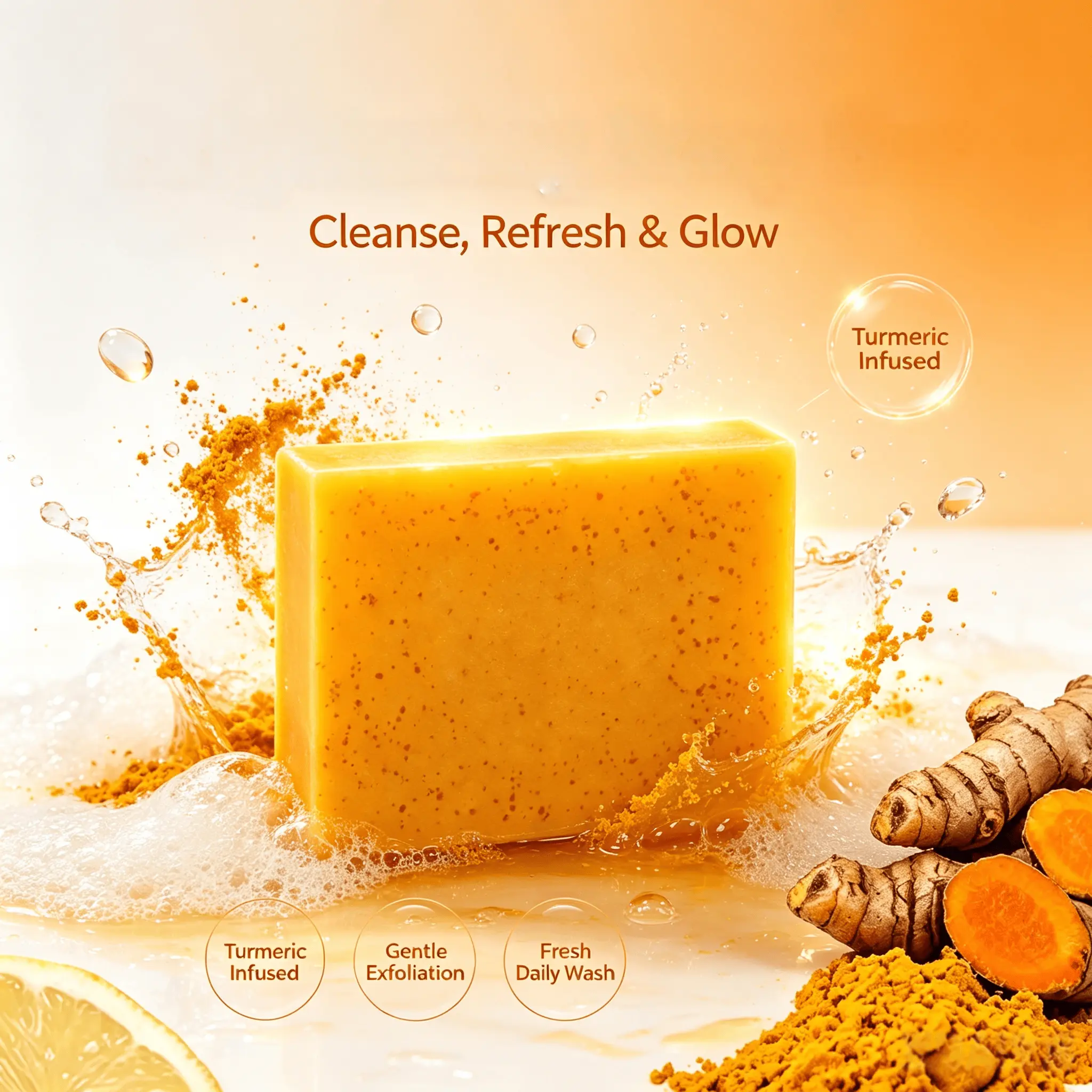 3PCS Lemon Turmeric Kojic Acid Soap+(Complimentary bottle of mousse) Lemon KojicAcid Soap Bar Turmeric Soap Bar Kojic AcidSoap Facial Skincare Radiant Comfort natural summer acne face