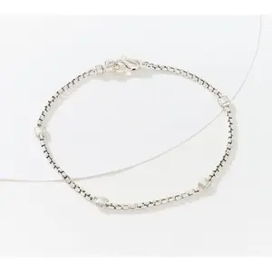 JAI Sterling Silver Hammered Station Anklet