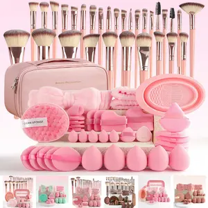 Makeup Brush Set with Sponge and Puff, Synthetic Makeup Brushes, Ultimate Beauty Tools Kit, Complete Cosmetic Brush Collection for Flawless Application, with Makeup Brush Organizer, Makeup Brush Full Set
