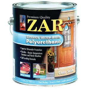 212 MAIN 1-Gal Zar Exterior Water-Based Polyurethane - United Gilsonite Formula, Satin Rich Amber Finish, UV Resistant, Weatherproof, Exterior Use, Wood Protector (64-Pack Total, 32 Packs of 2)