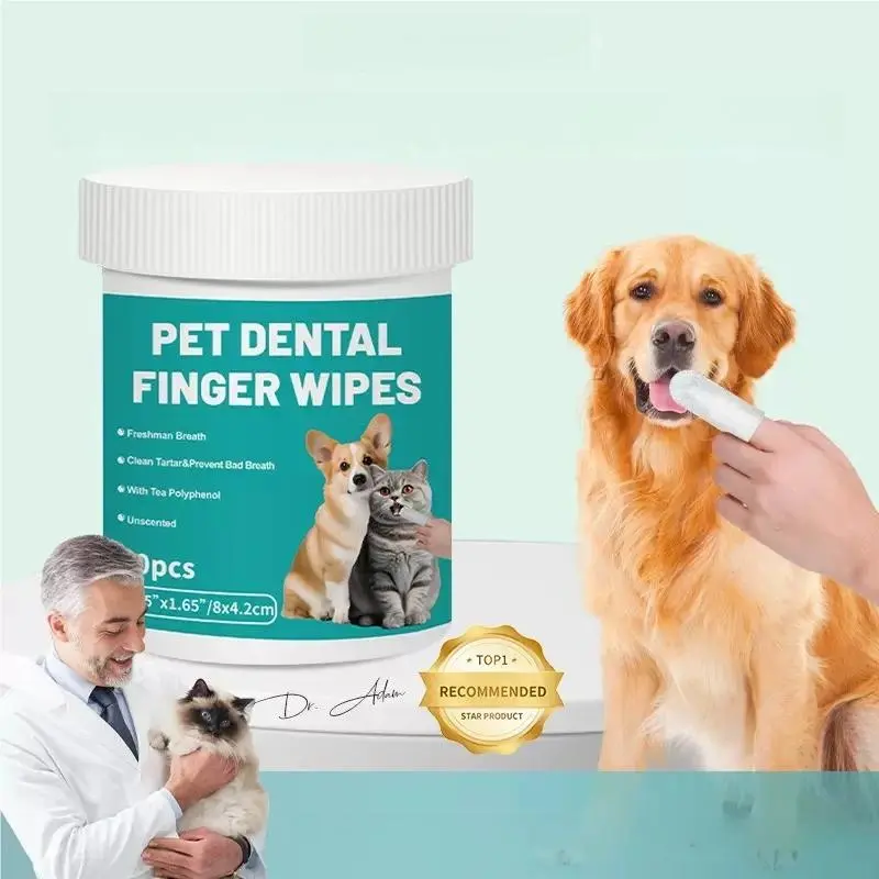 Pet Dental Wipes for Oral Care Healthy, Gentle Cleaning & Plaque Removal, Fresh Breath Pet Hygiene Products, Convenient One-Time Use Disposable Supplies