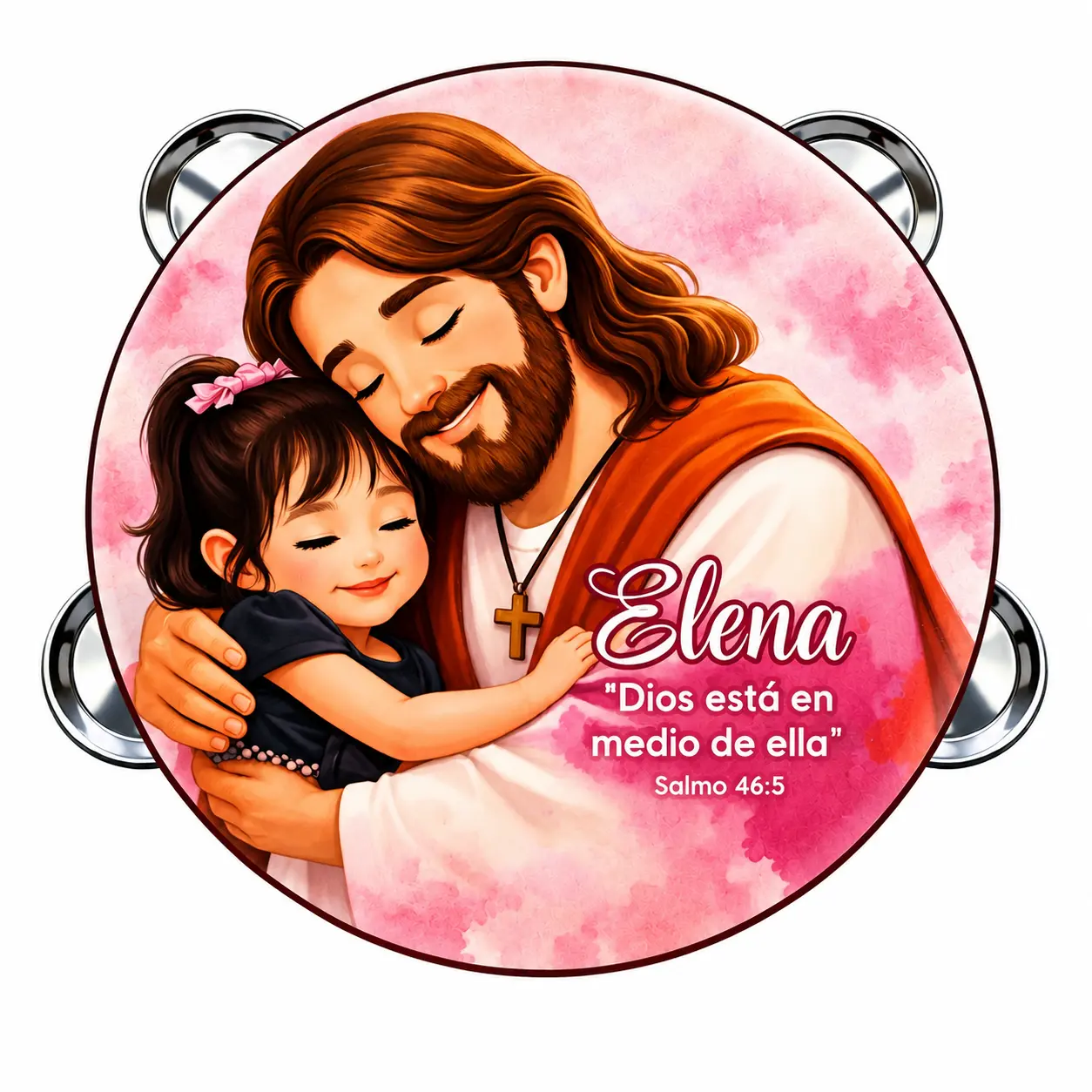 Personalized Psalms 46:5 Tambourine - Synthetic Leather, Non-Slip Grip, Metal Cymbals Handheld Percussion Musical Instrument for Pleasant Sounds, Percussion Musical Instruments