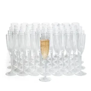 9" 5 oz. Bulk 100 Ct. Premium Etched Plastic Champagne Flutes