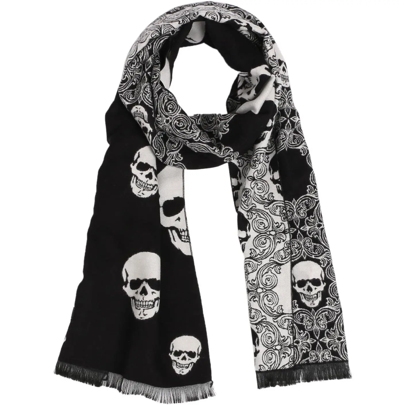 Women Scarf Men Scarf Skull Shawl Unisex Soft Long Elegant Classical Tassels JinhuanXuan SHOP