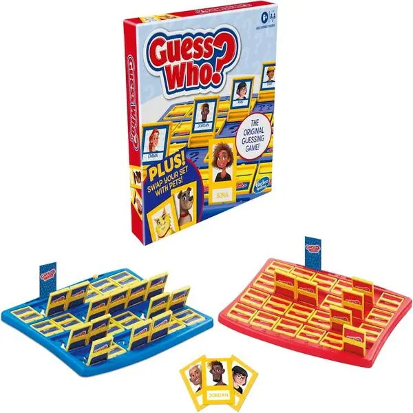 Guess Who? Plus Board Game with People and Pet Cards, Classic Family Guessing Game for Kids, 2 Players, Ages 6+