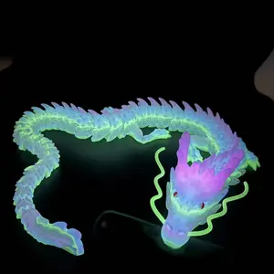 Luminous rainbow-colored 3D-printed dragon