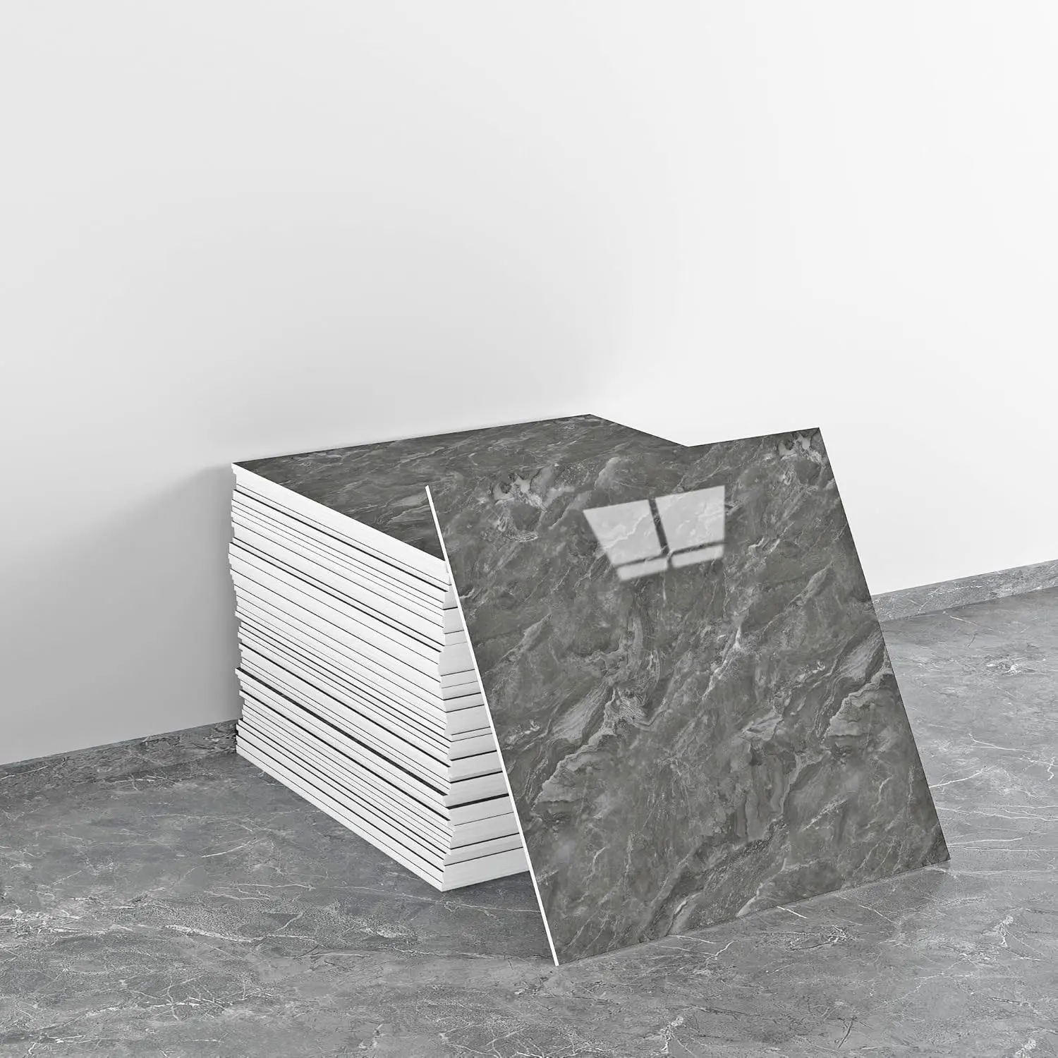 20 pieces of marble splash-proof material shower wall panels, Durable PVC Construction, bathroom splash-proof tiles, tiled wall suitable for bedrooms and kitchens, Marble Look PVC. 11.8"x11.8"