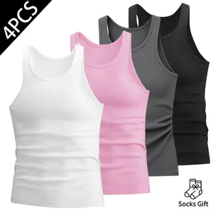 Men's Ribbed   Unisex (Pack of  , 3-Pack) - Slim Fit, High Elasticity Menswear Undershirts, Breathable Cotton A-Shirts, Stylish Plain Casual Sleeveless Beater Set tank tops