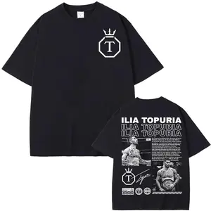 Ilia Topuria "El Matador" Graphic Print T-Shirt - Men's 100% Soft Breathable Cotton, Oversized Round Neck Shortsleeve, Aesthetic Casual Retro Streetwear Sports Top with Cargo-Inspired Design