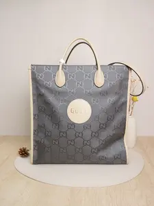 Pre-owned GG Monogram Nylon / Smooth Leather tote bags Gucci 14.2" Vertical GG Monogram Tote Bag DS047417 Vluxury
