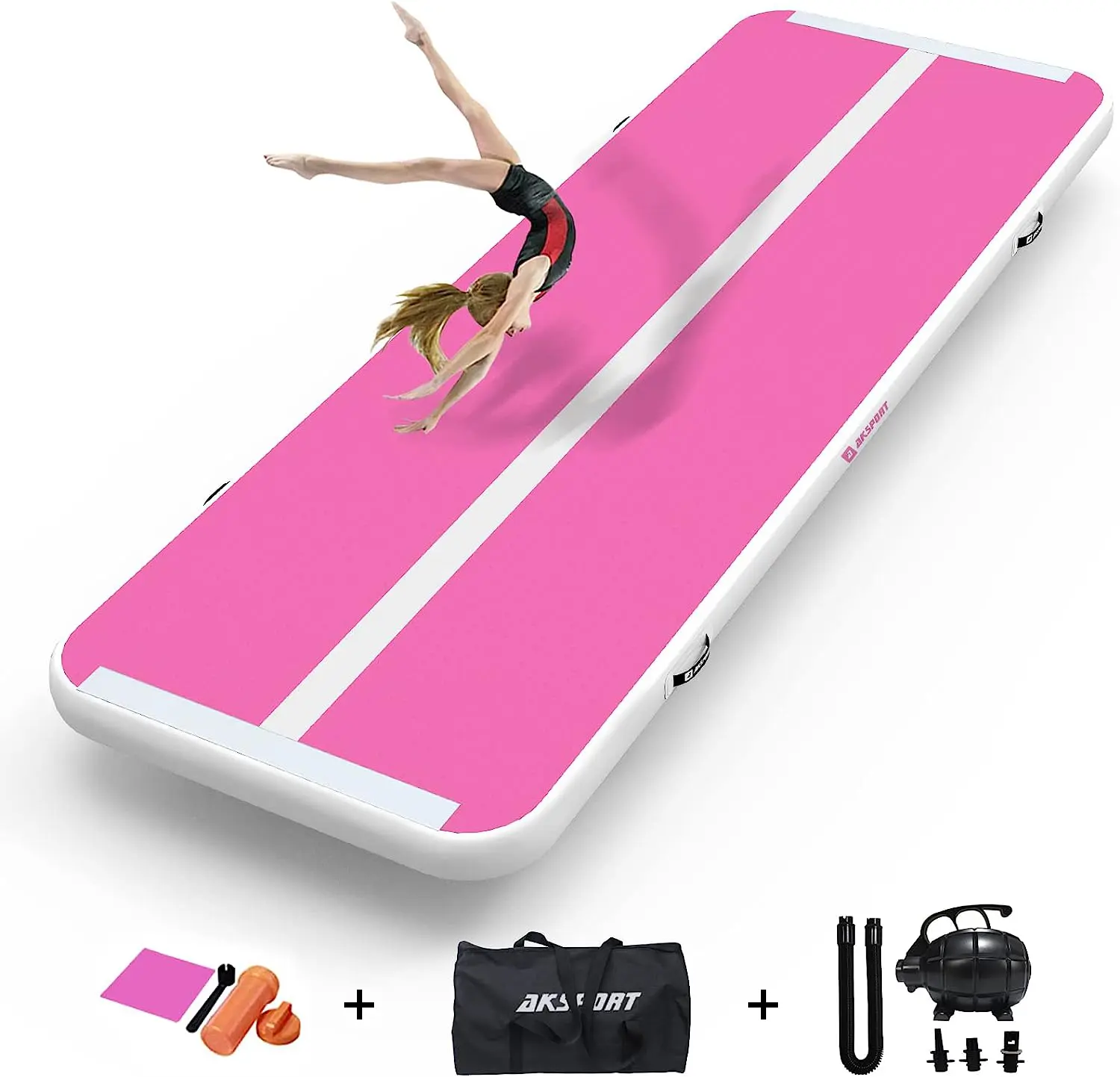 AKSPORT Inflatable Tumbling Gymnastics Mat, 10-33ft L x 3.3ft W x 4in H, with Included Electric Pump for Gymnastics Training, Inflatable Tumbling Mat, Gymnastics Mats