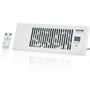 VEVOR Register Booster Fan, TikTokShopBlackFriday, Quiet Vent Booster Fan Fits 4” x 12” Register Holes, with Remote Control and Thermostat Control, Adjustable Speed for Heating Cooling Smart Vent, White