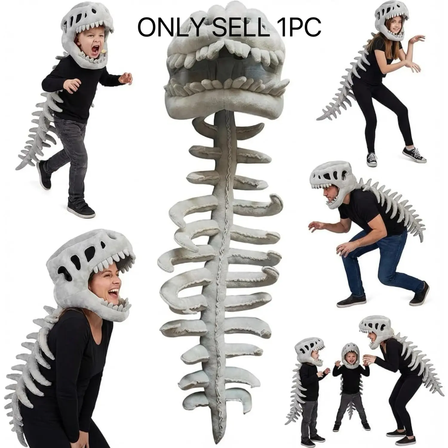 Wearable Dinosaur Skeleton Spinosaurus Plush Dinosaur Set, 3D Dinosaur Skeleton Cape with Plush Skull Head, Suitable for Dress Up & Play, Halloween Costume, Dinosaur Costumes
