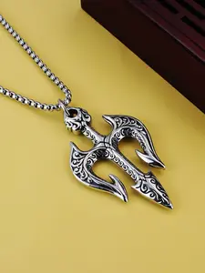 1pc Men's Neptune Trident Pendant Necklace Vintage Carved Hip Hop Masculine Jewelry Fashion Durable Charm Gift