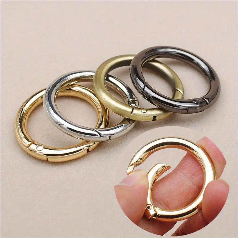[5pcs Metal O-ring Buckle] 5pcs/lot Metal O-ring, spring buckle, can be opened, round safety buckle, keychain, bag clip hook, dog chain buckle, DIY connector, DIY Wallet Making, Bag Accessories