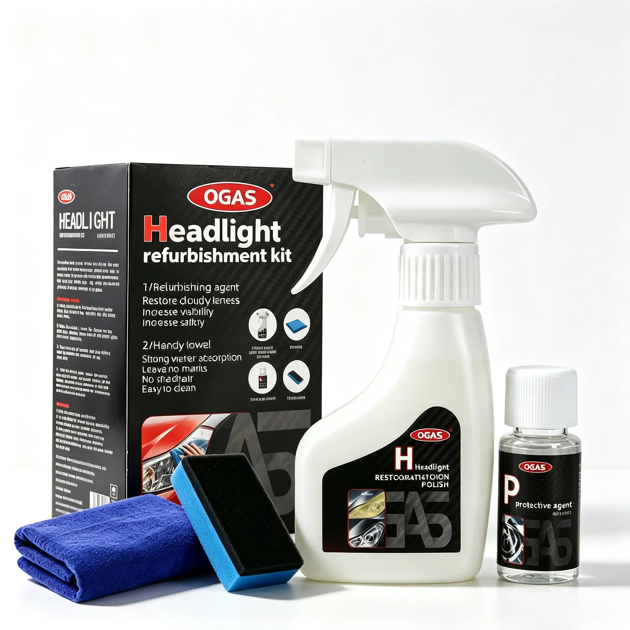 Headlight Restoration Kit, Atomization Cleaning Headlight Kit - Professional Cleaning Tool with Heavy-Duty Cleaning Power, Clean Solution Removes Years of Oxidation