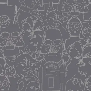 Star Wars Saga Line Sketches Peel and Stick Kids' Wallpaper Black - RoomMates