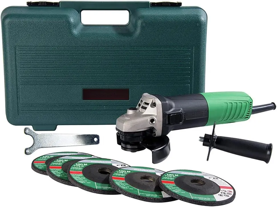 Metabo HPT G12SR4 4-1/2" Angle Grinder - 6.2-Amp Motor, Compact & Lightweight, Includes 5 Grinding Wheels & Hard Case