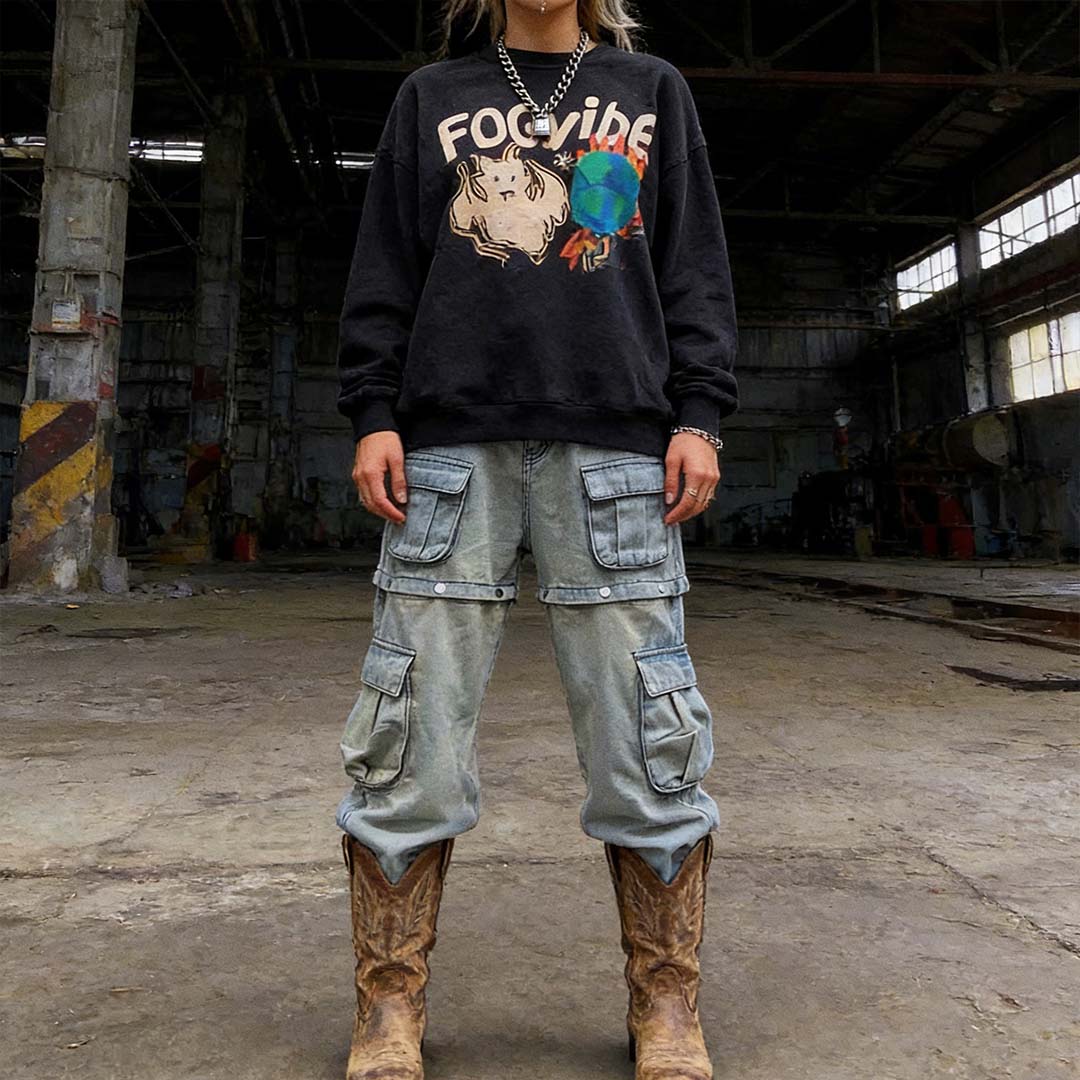 Viral 2026 Summer Trend! American Retro Cargo Jeans - Detachable 2-in-1 Denim Pants Streetwear