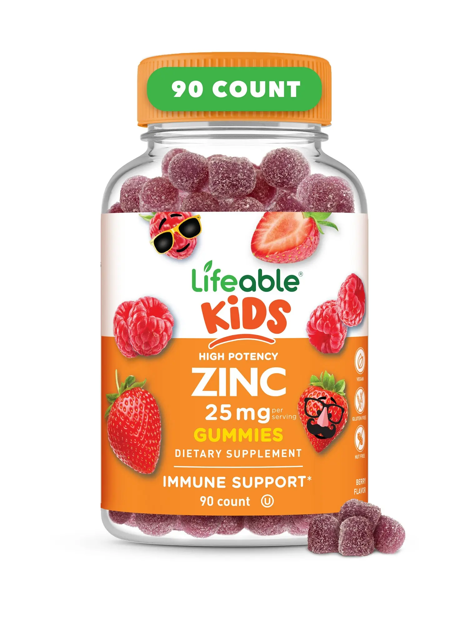 Lifeable Kids Zinc Gummies , 25 mg, 90 count