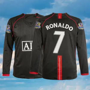 C.Ronaldo 2007 2008 Retro Away Black Home Red No.7 Short-Sleeved Long-Sleeved Soccer Football Shirt