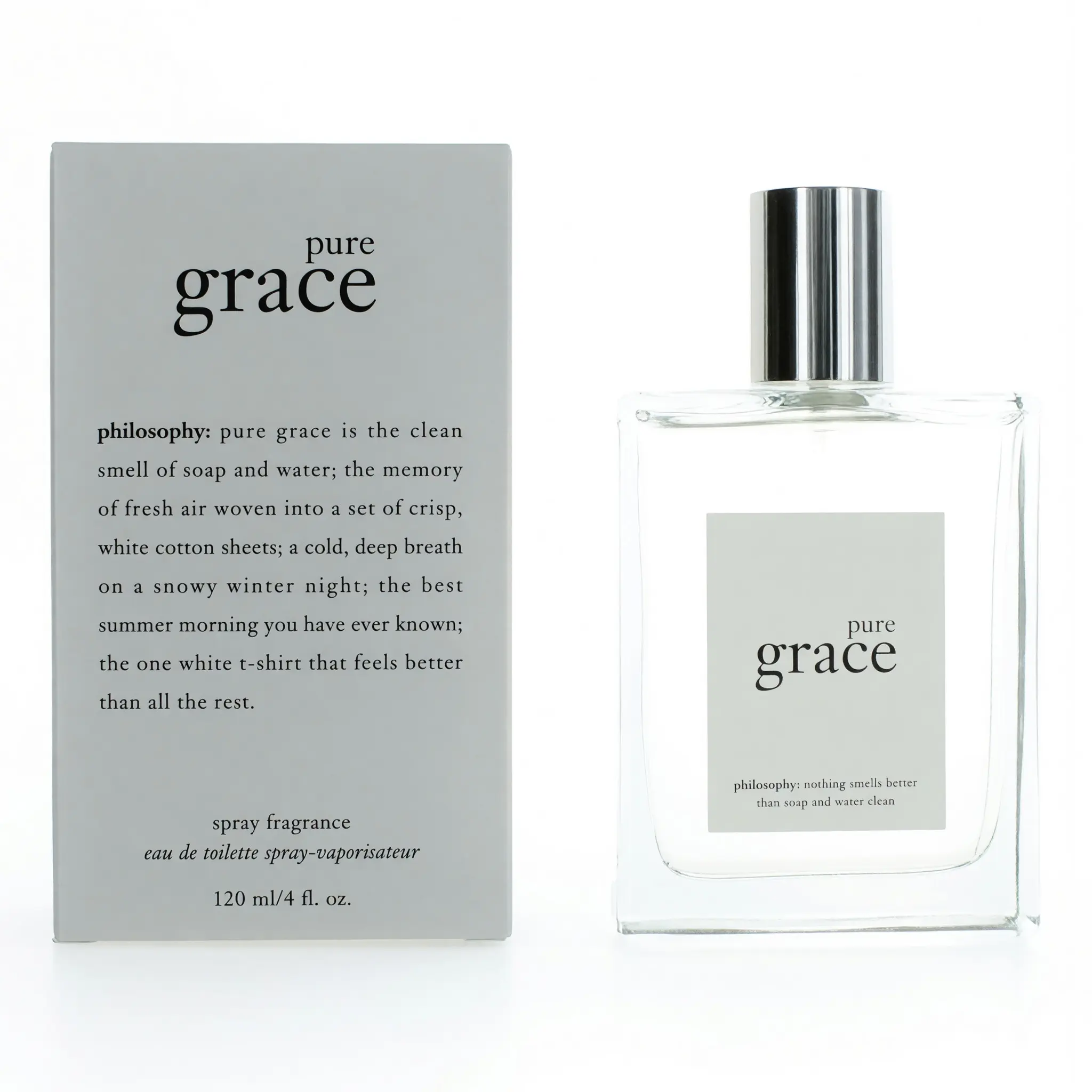 Women's Pure Grace by Philosophy Signature Scent Fruity-Elegant Floral Fragrance, 4 fl oz EDT Spray Bottle, Fresh Scent Women's Perfume