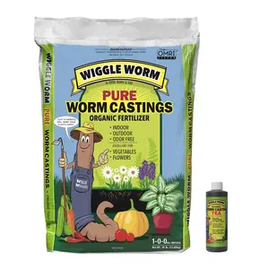 Wiggle Worm Fertilizer Combo Pack – 30lb Pure Worm Castings Fertilizer and Soil Amendment and 8oz Worm Casting Tea Concentrate for Indoor and Outdoor Gardening