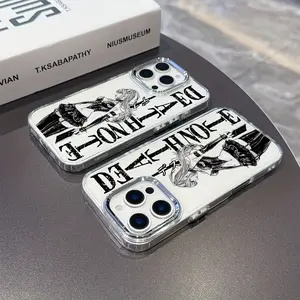 For iPhone 17 16 15 14 13 12 11 PRO MAX PLUS AIR and 16E 17 AIR Series with Death Note's Misa Amane design, metallic silver lens frame and soft transparent back cover.