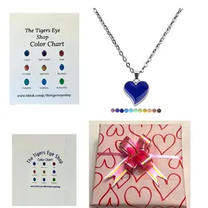 Color Changing Heart Shaped Mood Necklace with color chart