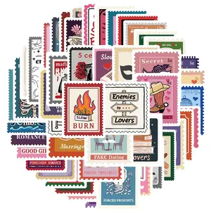 Book Trope Stamp Sticker, 50pcs/set Bookish Sticker for Kindle, Booktok Sticker Pack, Bookworm Sticker, Romance Reader Gifts