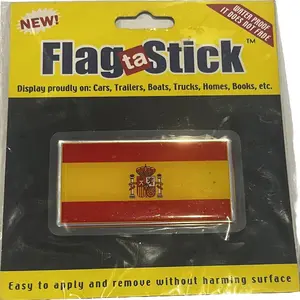 FlagStick Spain Waterproof Car Sticker - Easy Application & Removal - Ideal for Cars, Trailers, Boats, Trucks, Homes, Books