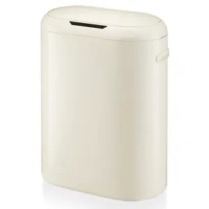 13 Gallon Automatic Trash Can with Motion Sensor, Touchless Slim Garbage Bin with Soft-Close Lid, 50L Kitchen Trash Can for Bathroom Living Room Office, Easy Clean Fingerprint-Resistant Waste Basket with Bag Ring