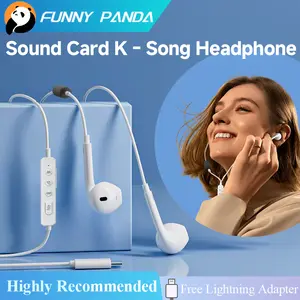Sound Card Headphones with Built-in Earphone Monitoring, Reverberation, and Sound Card Functions, Top Sound Quality, and Equipped with a Karaoke Microphone, Your Portable Karaoke
