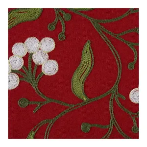 Design Imports Embroidered Mistletoe Table Runner 14x70