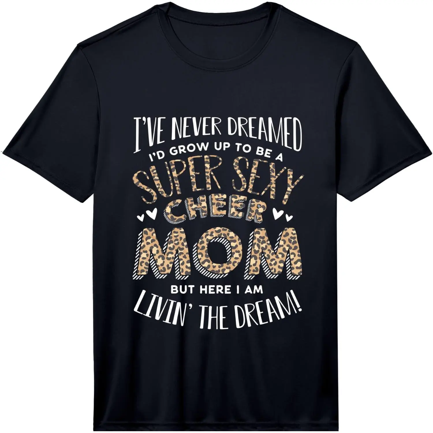 100% Cotton Mens Funny Cheerleading Women Leopard Cheetah Print Cheer Mom Performance T-Shirt