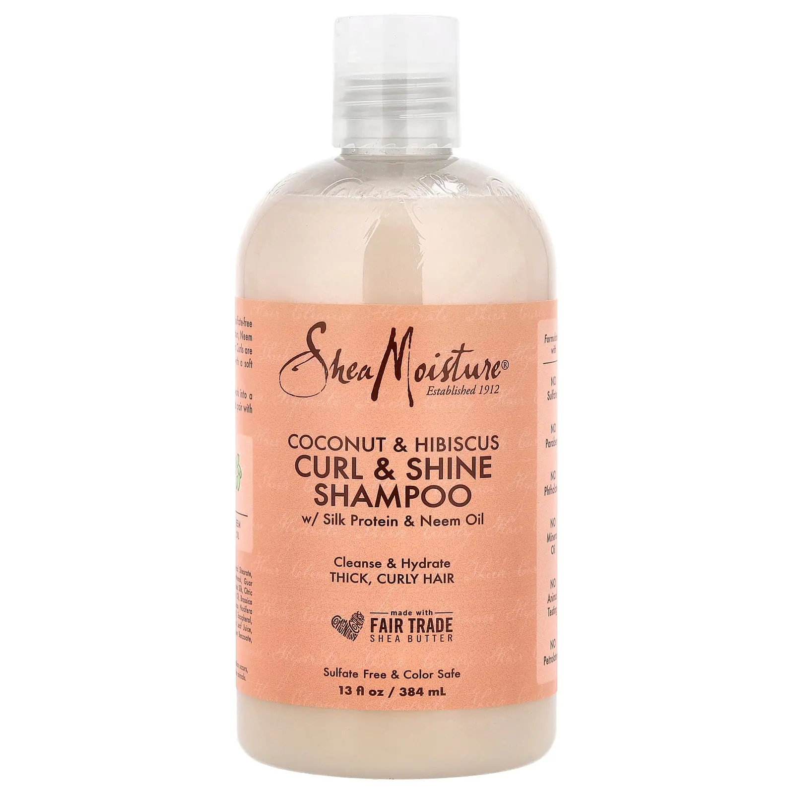 SheaMoisture Curl & Shine Shampoo, Coconut & Hibiscus, Thick, Curly Hair, 13 fl oz (384 ml)