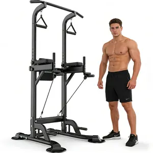 Pull Up Bar Dip Station Power Tower Assistive Trainer Multi-Function Home Gym Strength Training Fitness Equipment 440LBS