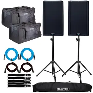 K12.2 K2 Series 12\" Two-Way 2000W Powered Loudspeakers Audio Sound Equipment with Stands Cables & Tote Bags