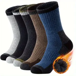 5/10/15 Pairs of High-quality Men's Sports Socks Knitted Warm Socks Are Soft and Warm, Suitable for Outdoor Hiking, Indoor Cold Protection, and A Fashionable Winter Must-have As A Gift