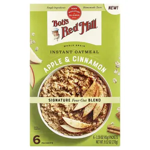 Bob's Red Mill Instant Oatmeal, Whole Grain, Apple & Cinnamon, 6 Packets, 1.59 oz (45 g) Each
