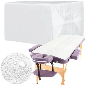 100 Pcs 31.5 x 71 Inch Disposable Bed Sheets Oil-proof PE Film Massage Table Sheets Non-woven Fabric Spa Waterproof Bed Cover Breathable for Beauty Salon Hotels Tattoo Waxing White