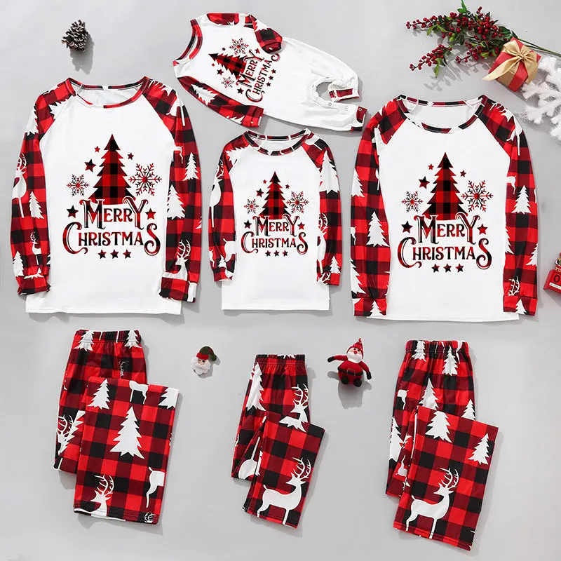 Family Pajama Set with Stylish Christmas Print, Matching Polyester Holiday Pyjamas, Festive Loungewear for Men, Women & Kids, Menswear, Matching Sets, Polyester Fiber