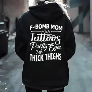F-Bomb Mom Hoodie – Tattoos Pretty Eyes Thick Thighs Graphic Hoodie