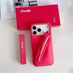 Rhode Gloss Holder Phone Case for iPhone 11–17 – Smooth Silicone Cover with Slim Fashion Style
