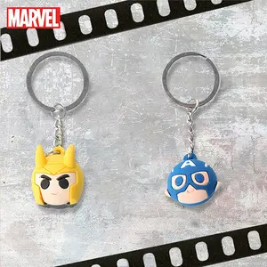 1PC Marvel Officially Licensed Captain America Loki Ball Keychain Keyring Creative Cute PVC Keychain Superhero Key Charm Backpack Ornament Key Bag Decoration Small Gifts