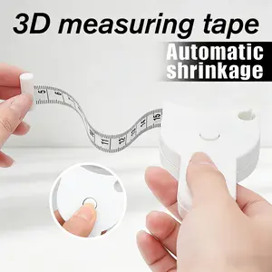60 Inch 3D Body Measuring Tape for Fitness | Auto-Retractable Measuring Tool for Waist, Hip, Bust & Arms, Sleek White Design
