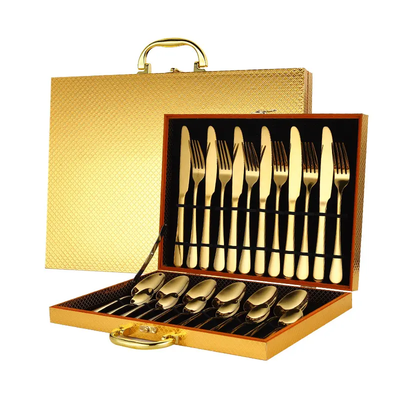 High-End 24-Piece Stainless Steel Tableware Set, Includes Cutlery, Spoons, Forks, Ideal for Dinner Service
