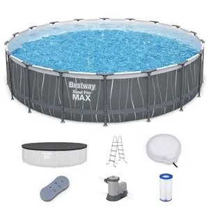 Bestway Steel Pro MAX 18' x 48" Round Above Ground Pool Set w/LED Light & Remote